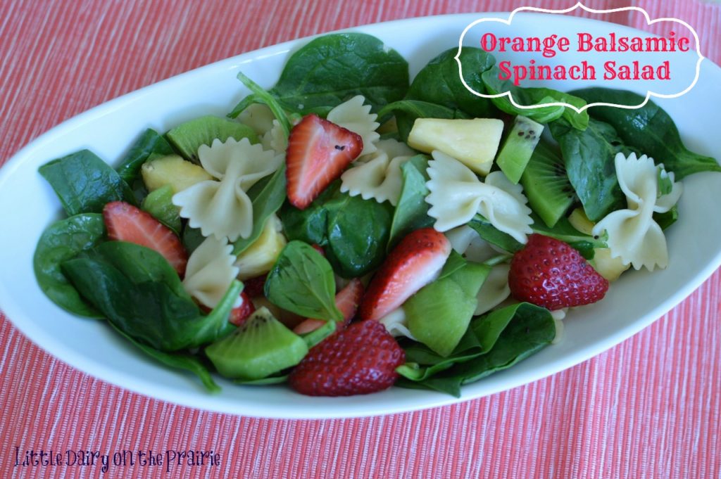 Pasta, Spinach and Fruit Salad with Orange Balsamic Vinaigrette