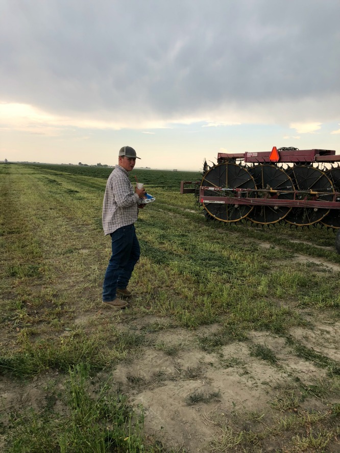 a man walking in a field