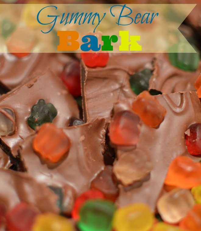 Gummy Bear Bark, Kids Dessert Recipe, No cook dessert, Gummy Bear Candy