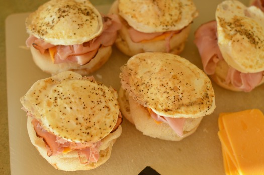 Grilled egg and cheese muffins