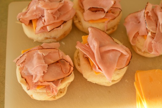 Ham, cheese and egg sandwiches