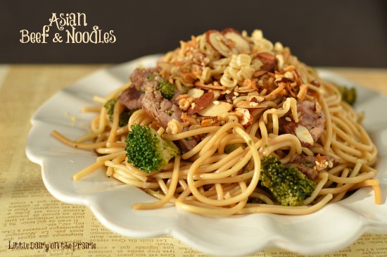 Asian Beef and Noodles makes the perfect quick summer meal. We like to use our leftover steak! Little Dairy on the Prairie