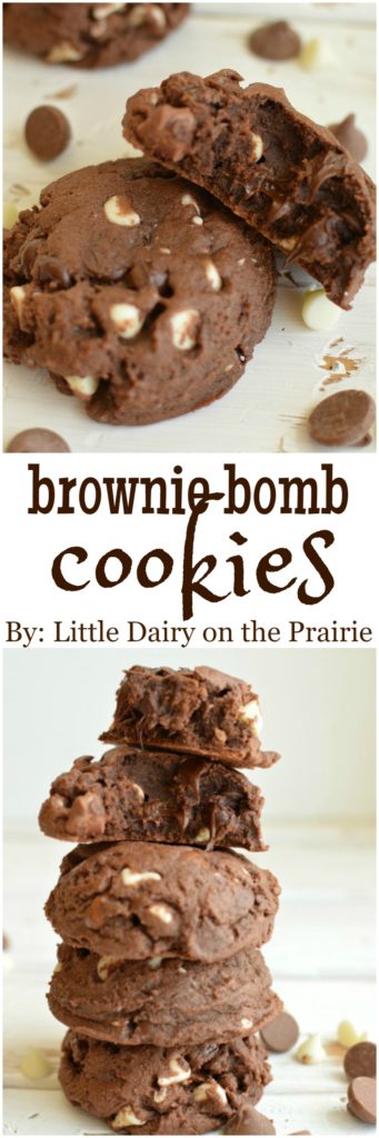 Brownie Bomb Cookies are thick, chewy, and chock full of chocolate goodness! Grab a glass of milk, you're going to want it!