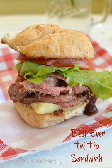 A few tips pack this tri tip sandwich with flavor. Mouthwatering! Little Dairy on the Prairie