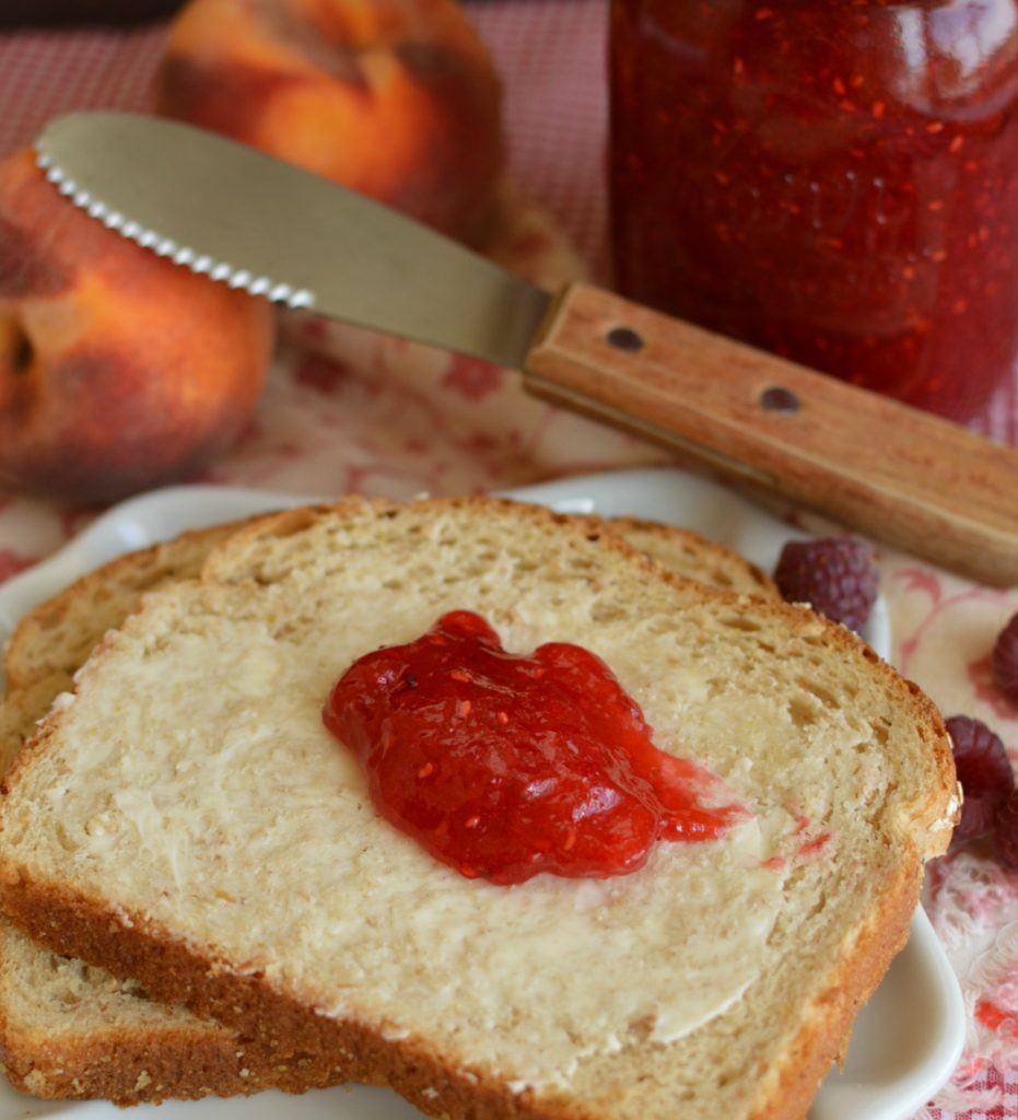 raspberry peach freezer jam