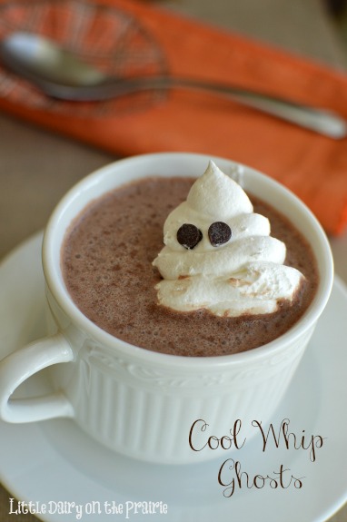 Kids go crazy over these Cool Whip Ghosts! Make them ahead an enjoy them all Halloween long!  Little Dairy on the Prairie