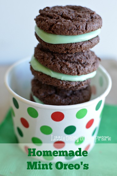 I could eat a whole bag of mint Oreo's myself. Homemade ones are just as good and super easy!  Little Dairy on the Prairie