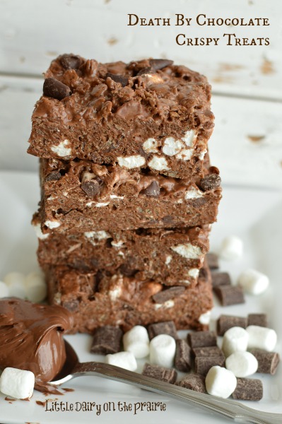 Death By Chocolate Crispy Treats! The most addicting (and easiest) dessert I have ever made!  Little Dairy on the Prairie