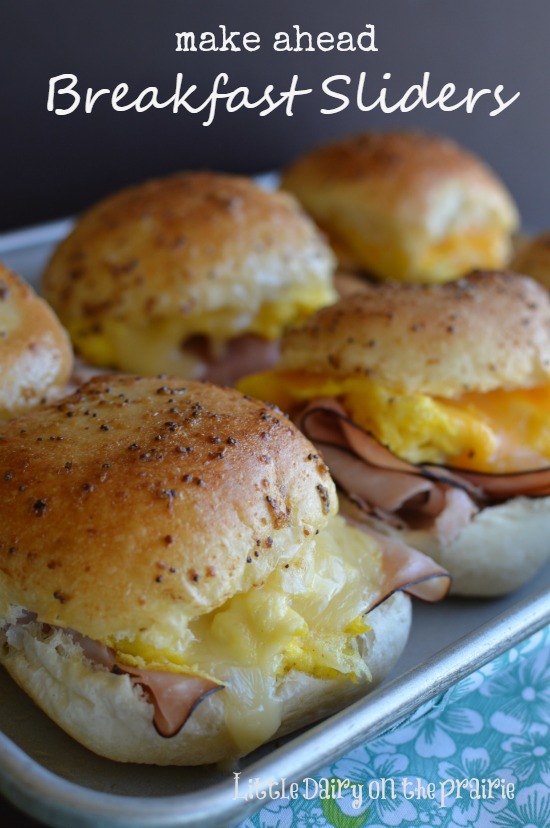 Turn Ham and Cheese Sliders into a make ahead breakfast!  Little Dairy on the Prairie