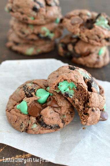 Chewy chocolate cookies. Every bite explodes with minty goodness! My favorite flavor combo every!  Little Dairy on the Prairie