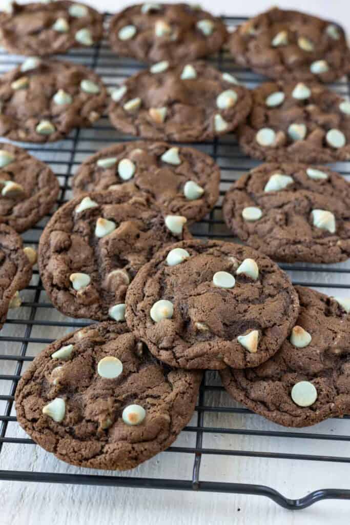 The BEST Double Chocolate Mint Chip Cookies Recipe - Pitchfork Foodie Farms