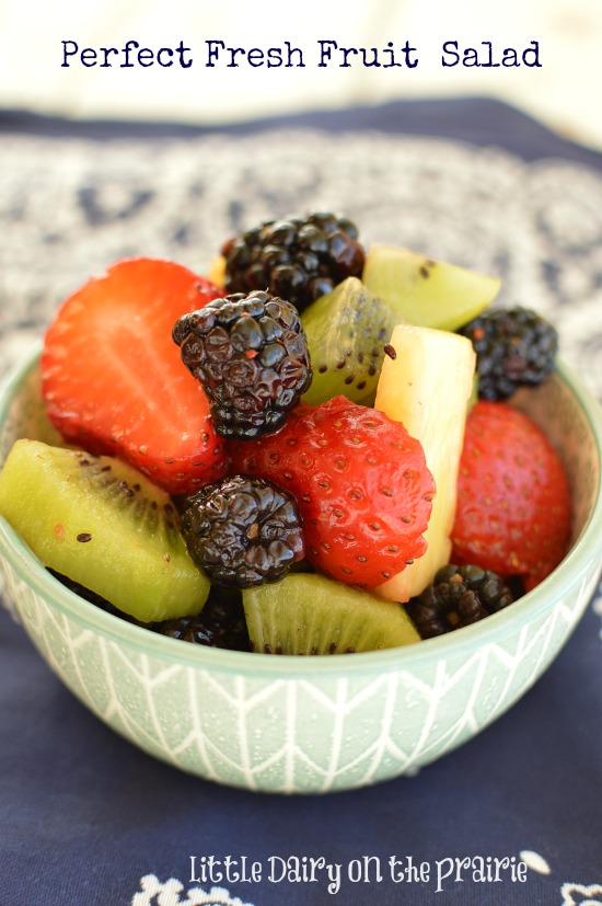 This fresh fruit salad is not only gorgeous eye candy, it tastes absolutely amazing! It's just right!  Little Dairy on the Prairie