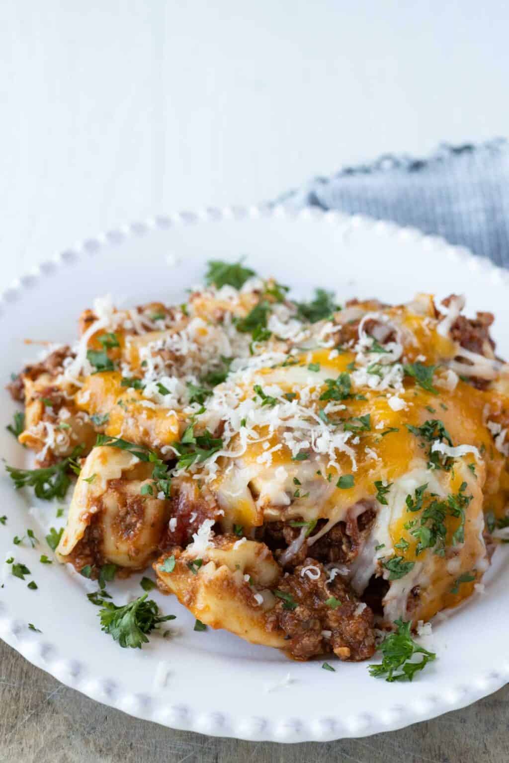 Easy Cheesy Crockpot Tortellini with Ground Beef - Pitchfork Foodie Farms