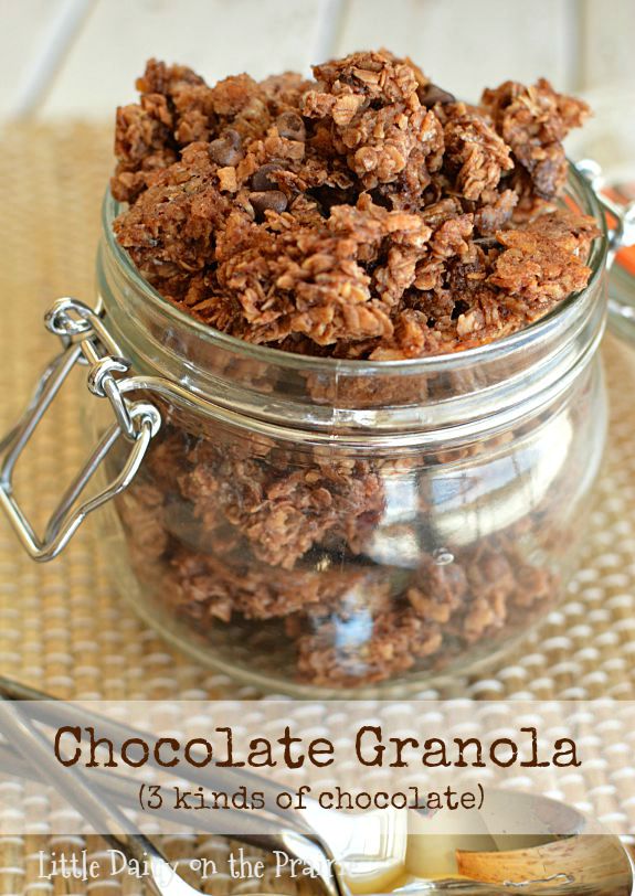 Chocolate Granola makes is scrumptious for breakfast or as a snack! It's kinda like eating a healthy candy bar!