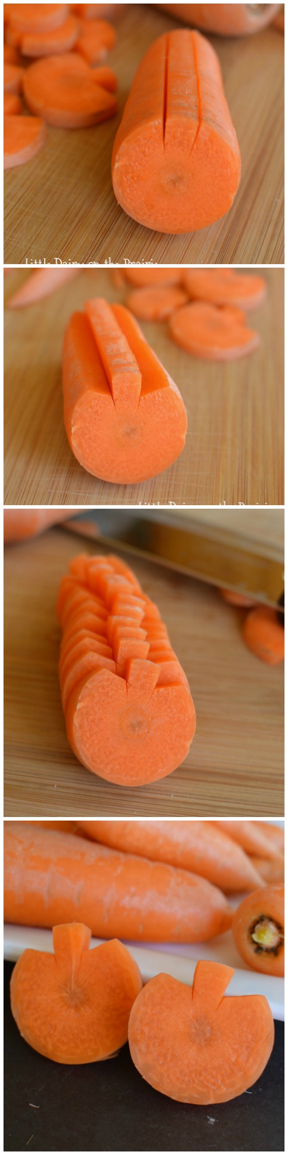 Carrot pumpkins! Makes cute and healthy alternative for Halloween treats. They would even be fun at Thanksgiving too! Little Dairy on the Prairie