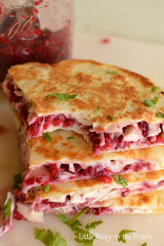 The best way to use up leftover turkey! In fact, I think I would cook at turkey just to get leftovers to make these quesadillas! Little Dairy on the Prairie
