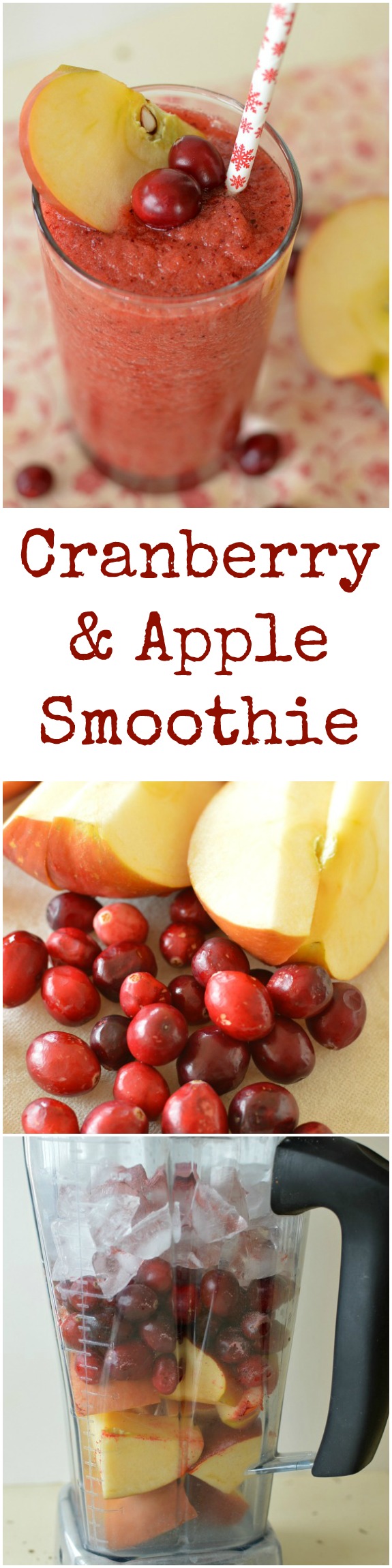 A refreshing, no sugar added, cranberry and apple smoothie! It's a healthy way to start the day or a perfect afternoon snack!  Little Dairy on the Prairie