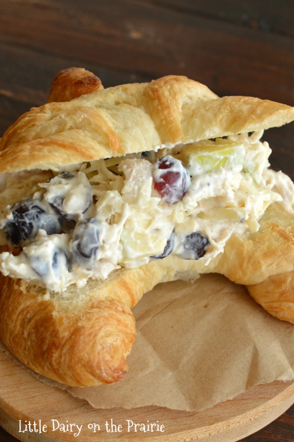 a chicken salad on a croissant