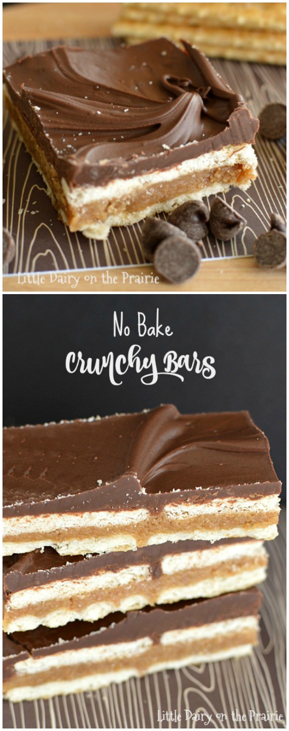 No bake treats are my life! Crunchy Bars are a favorite go to because they are so dang yummy, and because I always have the ingredients on hand! Little Dairy on the Prairie