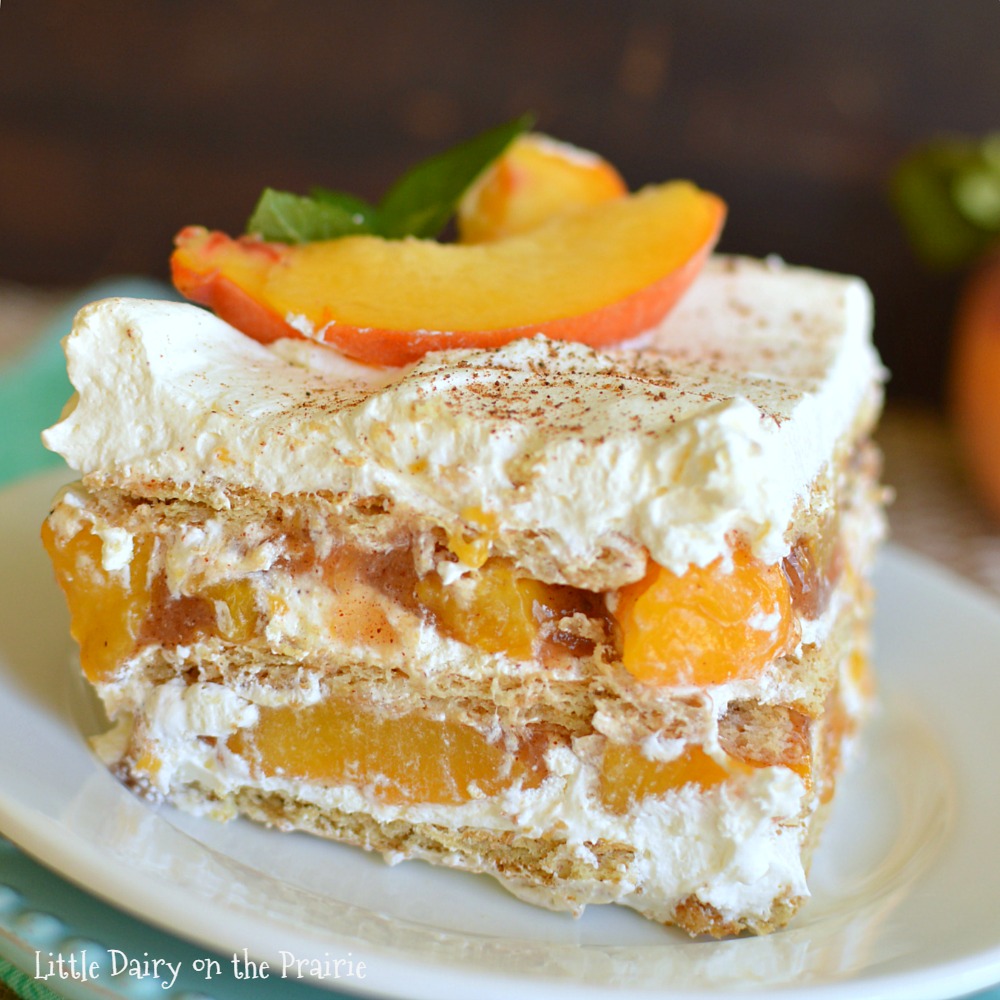 Need a super quick and easy summerfall dessert Try my scrumptious No Bake Peach Icebox Cake!