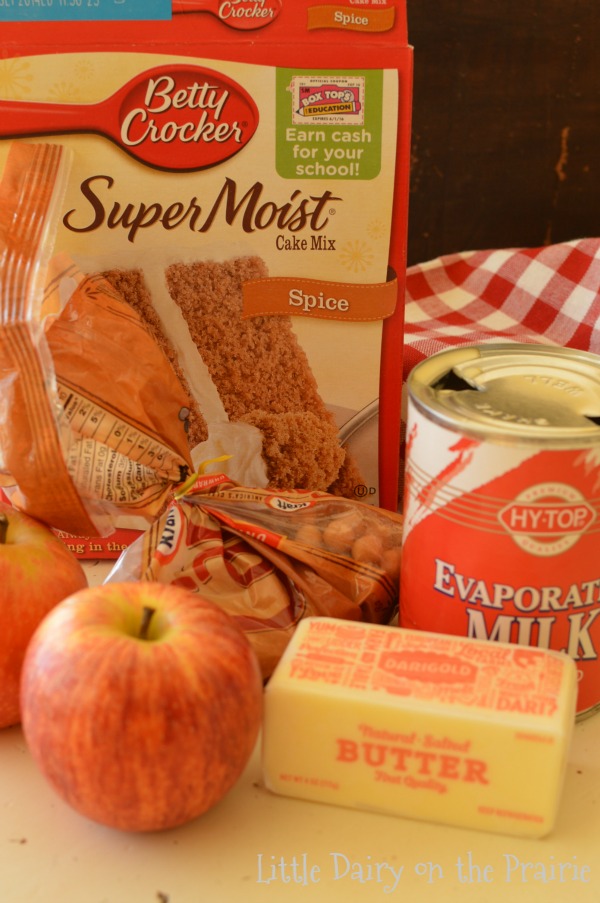 ingredients to make caramel apple blondies.