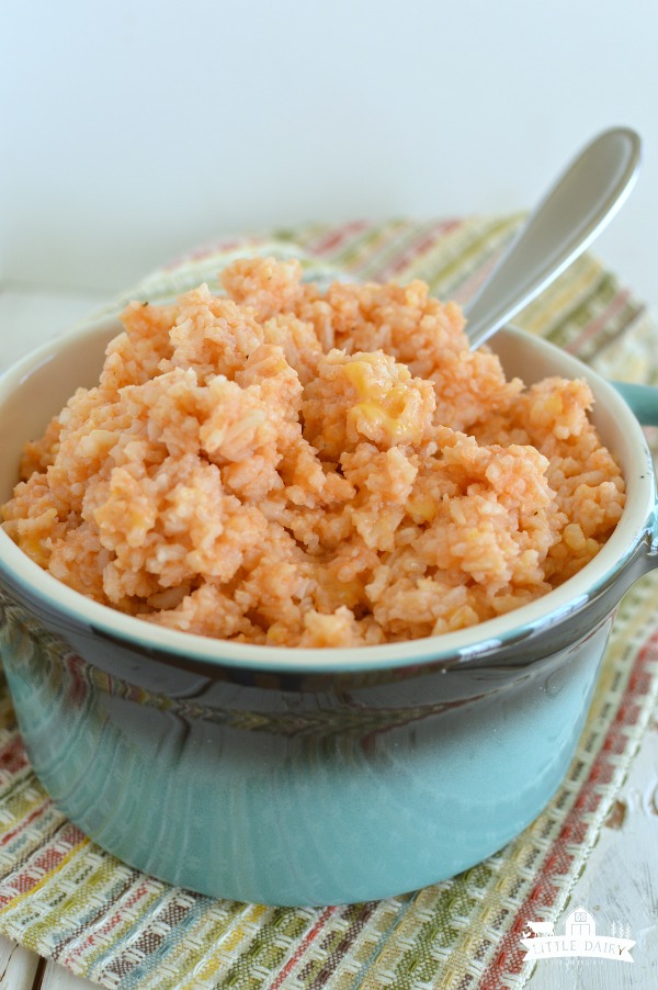 Cheesy Spanish Rice compliments any Mexican meal