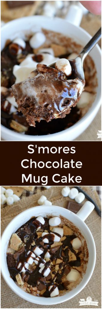 S'mores Chocolate Mug Cake is a one minute microwave dessert! A super easy recipe for those times when you just have to have warm and gooey chocolate!