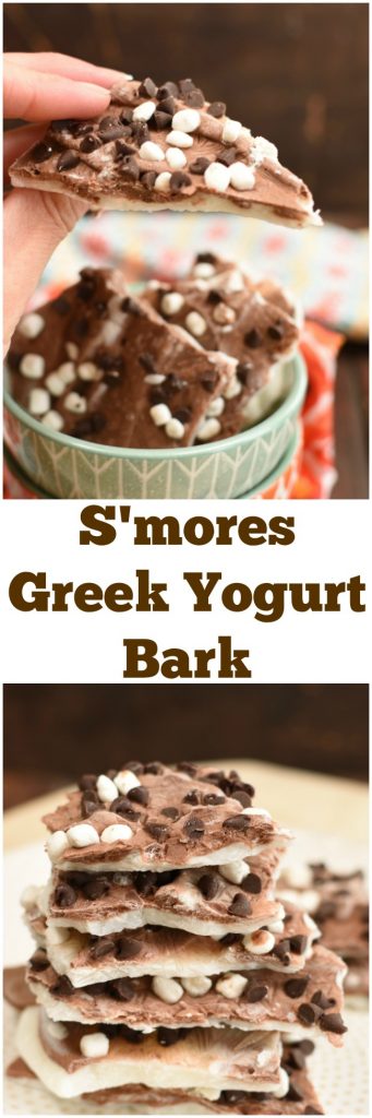 S'mores Greek Yogurt Bark makes a healhty summer snack, dessert or breakfast! #easyrecipe pitchforkfoodie.com