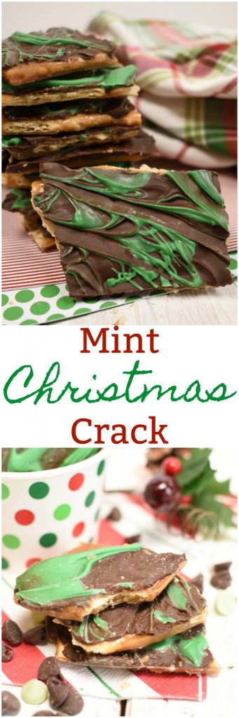 Mint Christmas Crack is a fun variation of the super easy, super addicting saltine cracker toffee! Love this candy!