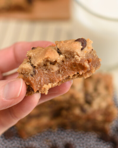 Caramel Filled Chocolate Chip Cookie Bars-featured image