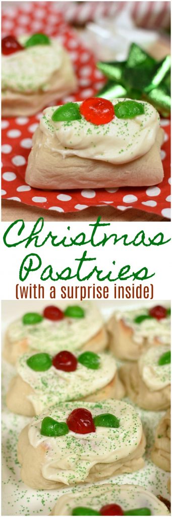 Christmas Pastries are festive, easy, and have a scrumptious brown sugar filling inside! Holidays Easy Recipe Frozen Dough #ad