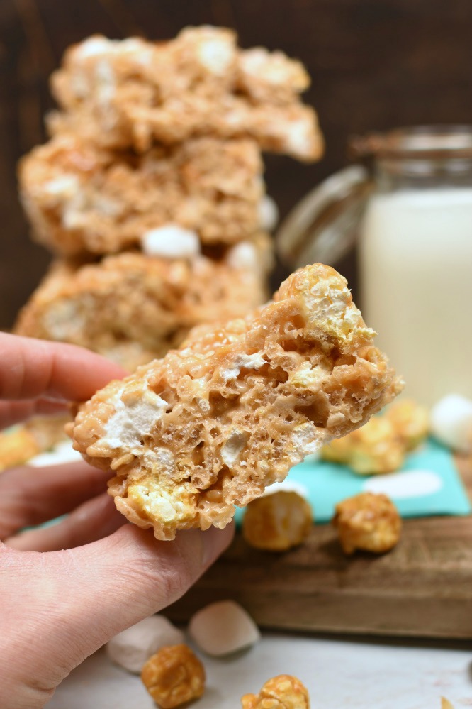 Salted Caramel Corn Krispy Treats - soft, and squishy