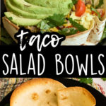 Two images of taco salad bowls.