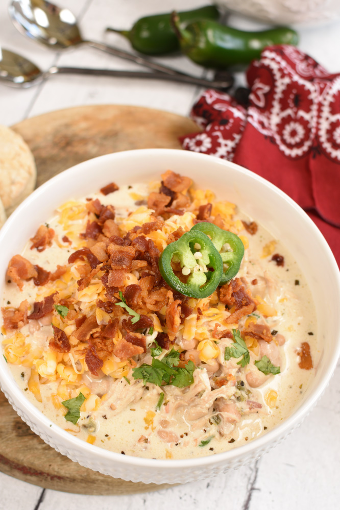 Jalepeno Popper Chicken Chili - or slow cooker
