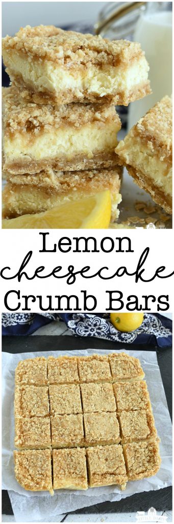 Lemon Cheesecake Crumb Bars - yummy lemon cheesecake layer between buttery oatmeal crumb layers! Easy dessert! Bar cookies! #ad #dairywest #UndeniablyDairy