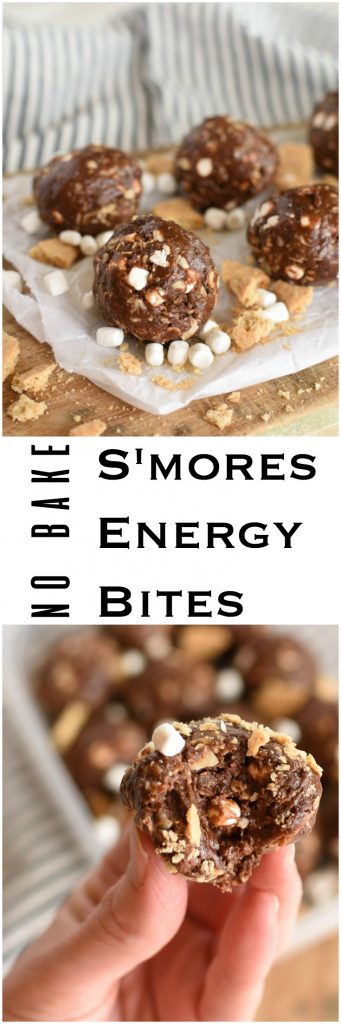 No Bake S'mores Energy Bites- healhy, made with honey and cocoa. Make ahead snack or dessert. No bake.