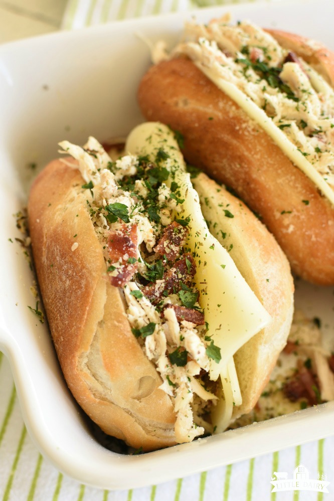 Italian Chicken Bacon Sandwich in a casserole dish