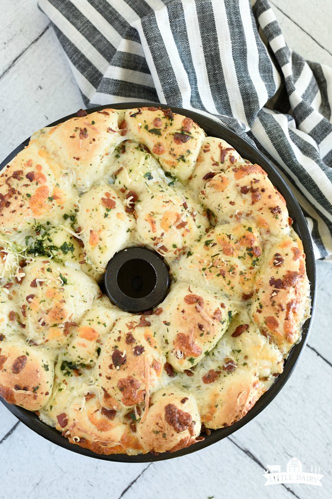 Overhead view of savory monkey bread