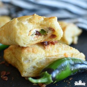 Jalapeno Popper Turnover with cream cheese, bacon, and shredded cheese in the middle