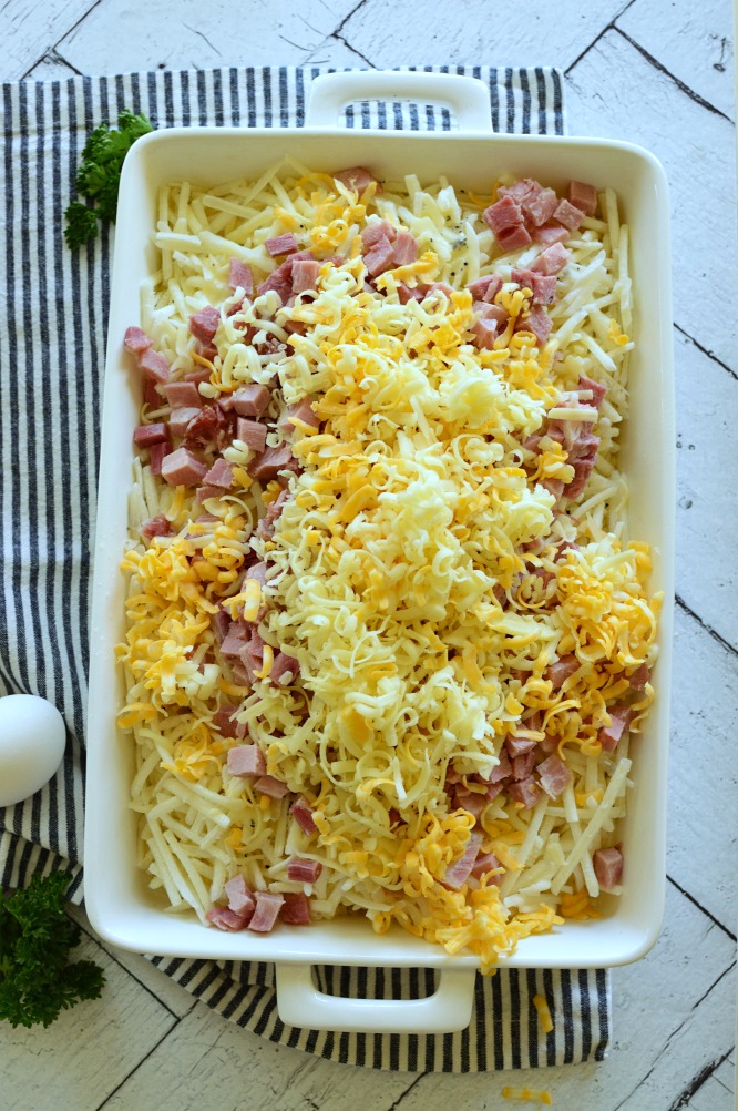 Make Ahead Hash Brown Breakfast Casserole with ham, potatoes, cheese, and eggs is a hearty, gluten free breakfast. 