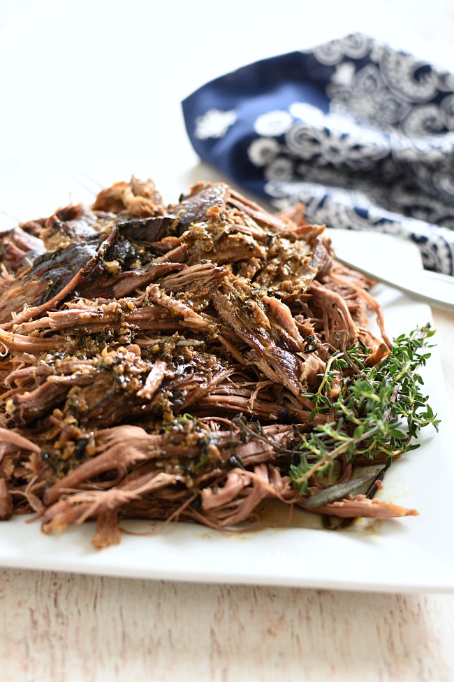 shredded roast beef with thyme