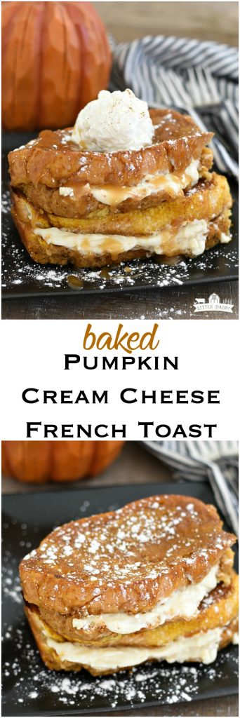 Collage of pumpkin baked french toast