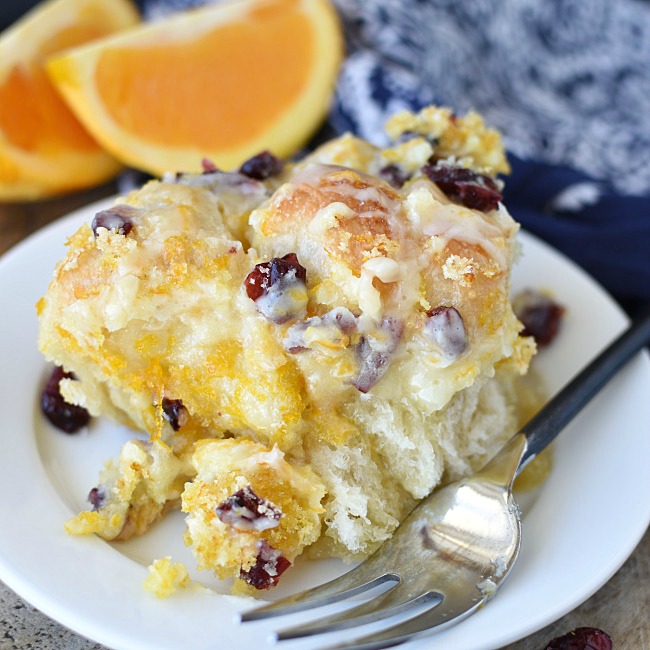 Easy Cranberry Orange Monkey bread on a plate