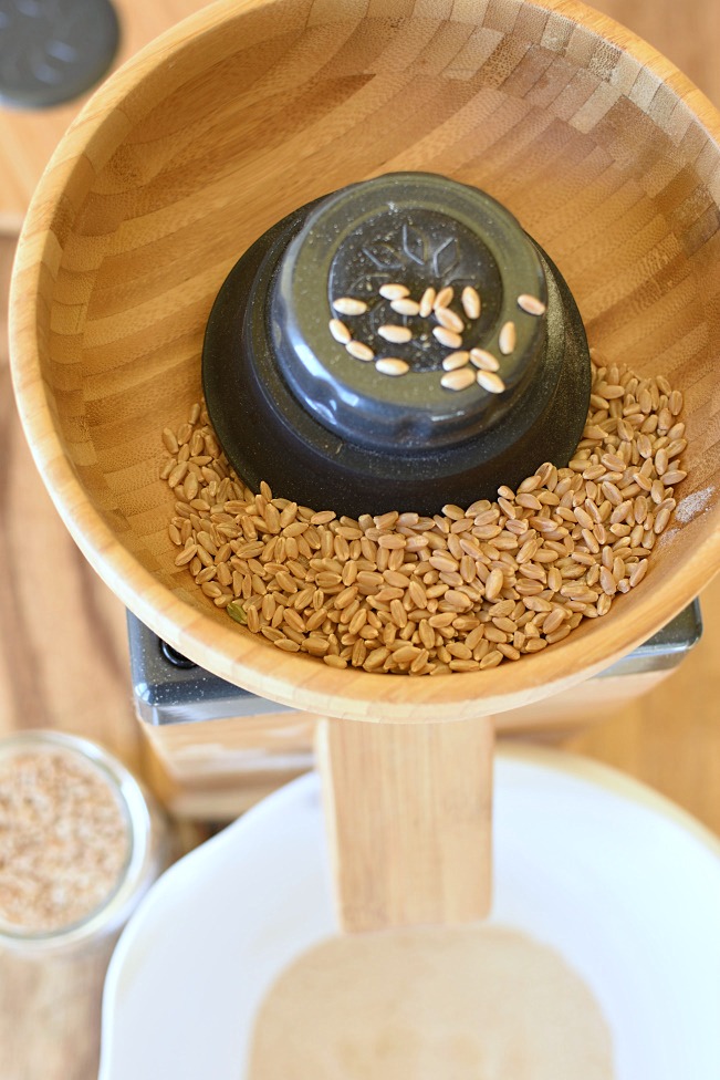 Wheat in a grinder