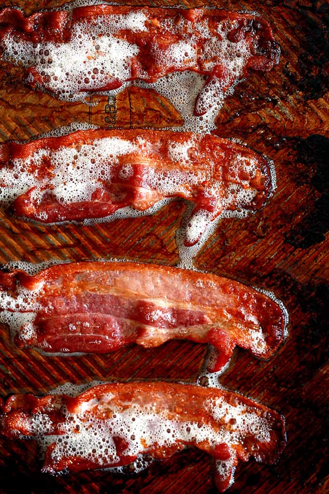 cookie sheet with crispy oven baked bacon