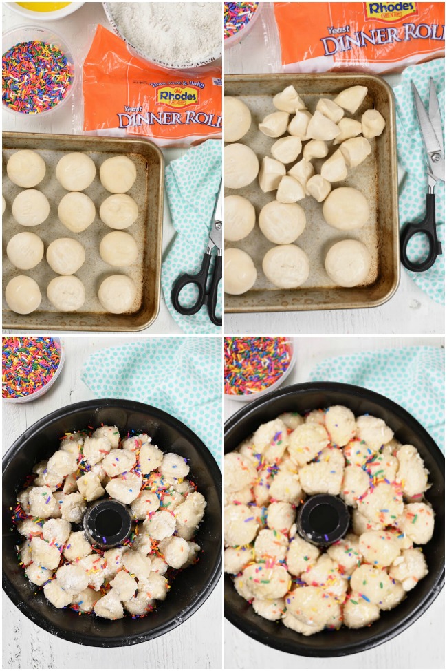 a collage of step by step images for making monkey bread