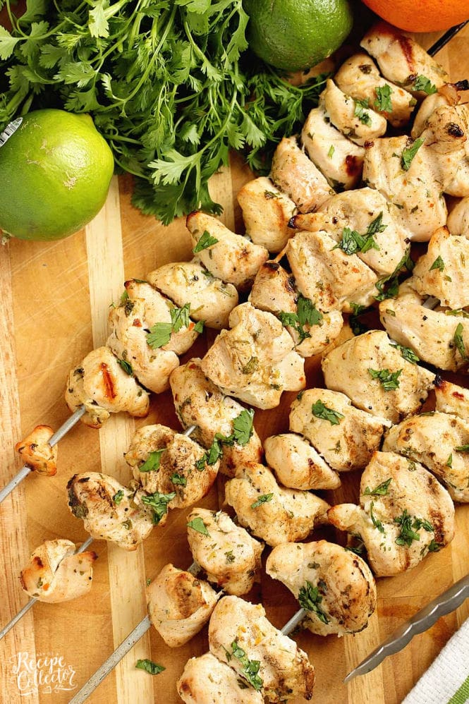 skewers with chicken pieces