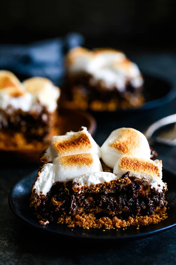 a brownie topped with toasted marshmallows