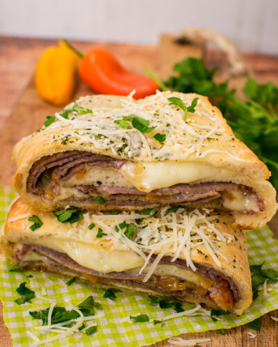 beef stromboli with cheese