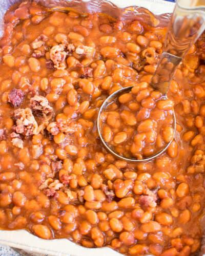 baked beans with pieces of bacon